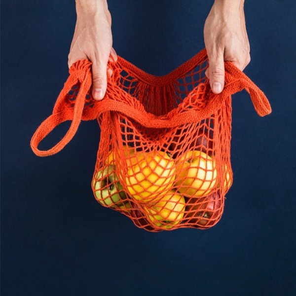 2 stycken mesh Återanvändbara bomullsnät mesh -100% bomull, nät bomullssnöre (orange)