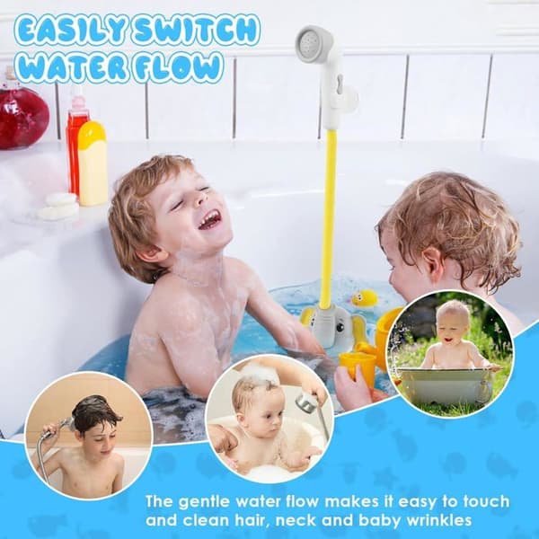 Brusehoved til babybad, sikkert og smart, elefantvandpumpe, justerbart, brusehoved til badelegetøj