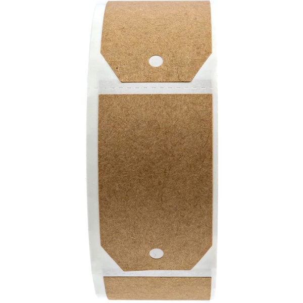 2 paket naturligt brunt kraftpappers presentetiketter/300 etiketter per rulle