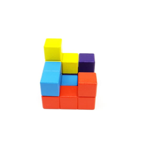 Lasten Tetris-kuutio lelu, puinen 3D-väripalapeli