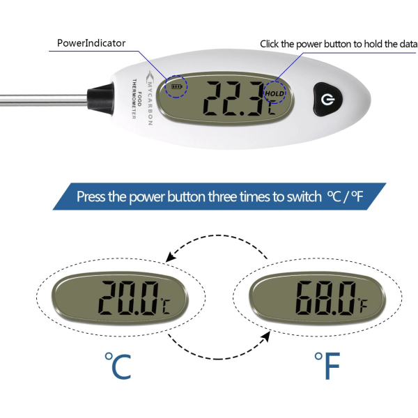 Kökstermometer Gåva Män Kvinnor Jul Användbar termometer Matlagning Digital sond Mattermometer Omedelbar läsning Termometer