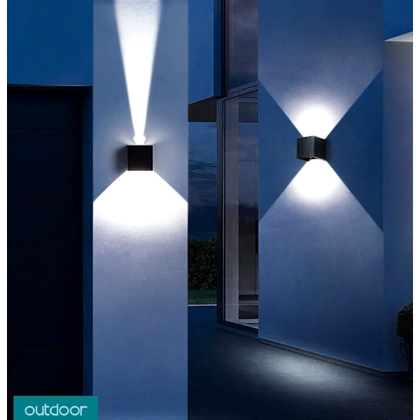Moderne 12W LED Væglampe/Udendørs Væglampe, Vandtæt Justerbar Strålevinkel, Aluminiumlegeringshus, (Sort-6000K)