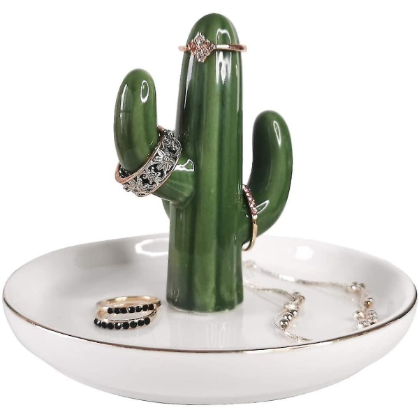 Ringhållare, kaktusringhållare smyckesbricka, skrivbords smyckesdisplay