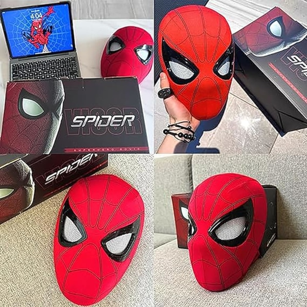 Mascara Spiderman Headgear Cosplay Moving Eyes Electronic Mask Spider Man 1:1 Remote Control Elastic Toys For Adults Kids Gift