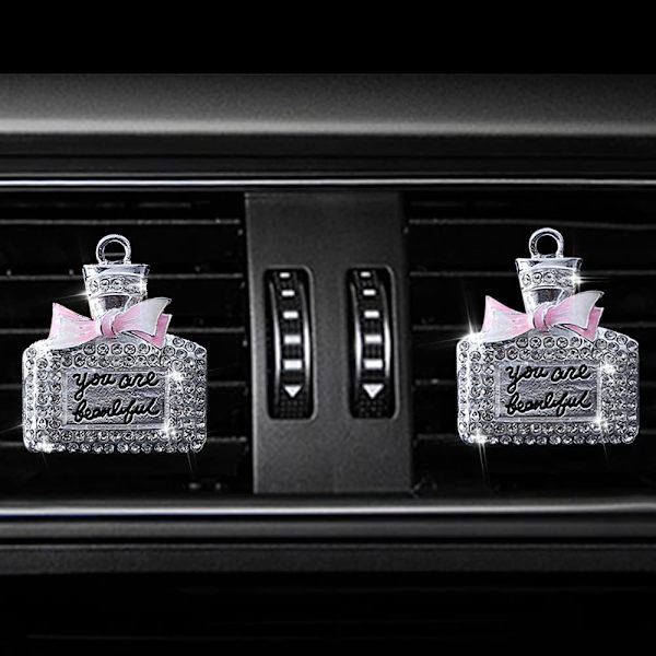 2-pakning Bilventil Klips Charms, Krystall Bil Diffuser Ventil Klips, Rhinestone Olje Diffuser Ventil Klips, Bilfriskere for Kvinner, Blingbiltilbehør