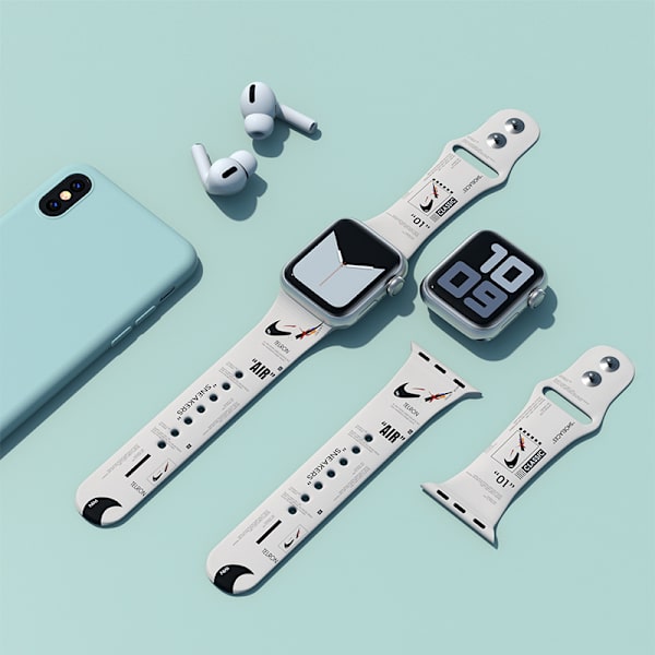 2 förpackningar Diameter 38 mm Gäller Apple Watch6-rem Apple Watch 6/5 Generation AJ Personality Tide Brand Printing 6SE iwatch1/2 (vit, svart, 110 mm+