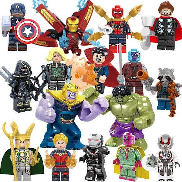 32 delar DC superhjältar set Avengers Minifigurer Samling Iron Man Loki Thor Thanos byggklossar klossar dockor leksaker för barn