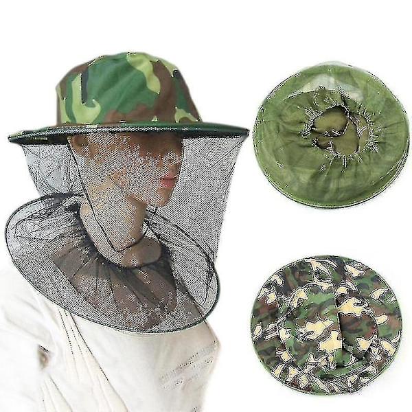Havebiavlshat med camouflage-net til myggenet udendørs myggehat