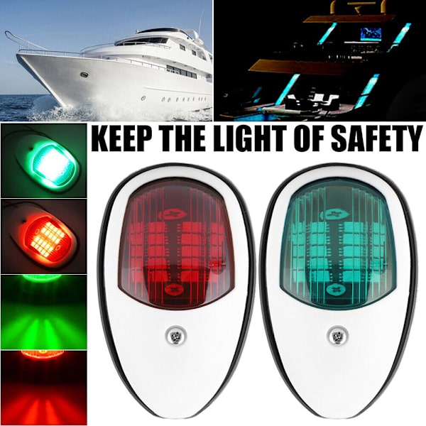 2x 20LED Veneen Navigointivalot Punainen ja Vihreä Marine Keulavalo Lamppu Ponttonille