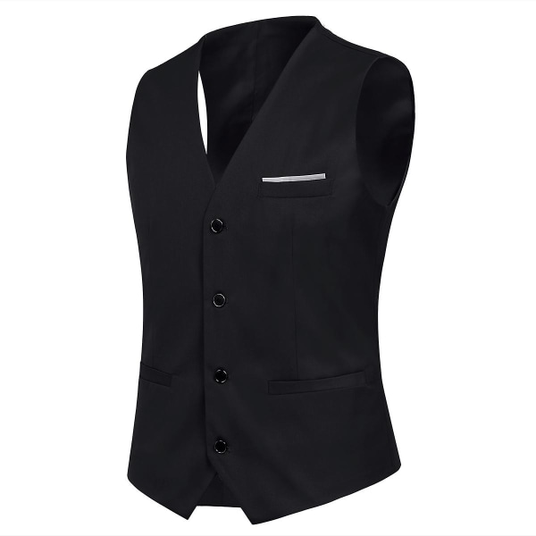 3-delad herrkostym Business Casual kostymbyxor väst (svart-XL storlek)