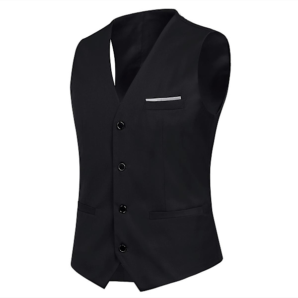 3-osainen miesten puku, business casual -puvun housut ja liivi (musta-M koko)