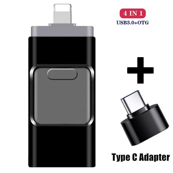 4 In1 USB I Flash Drive Disklagring Memory Stick För Iphone Ipad Pc Ios Android Black 32G