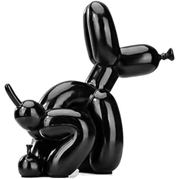 Squat Ballong Hund Staty Harts Skulptur Heminredning Modernt skrivbord Kontor Heminredning Tillbehör för vardagsrum Djurfigurer (svart)