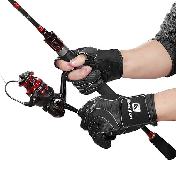 Herre Pro Climate Fiske Neopren Handsker & Gummi Greb Foldbar Finger/sort-M