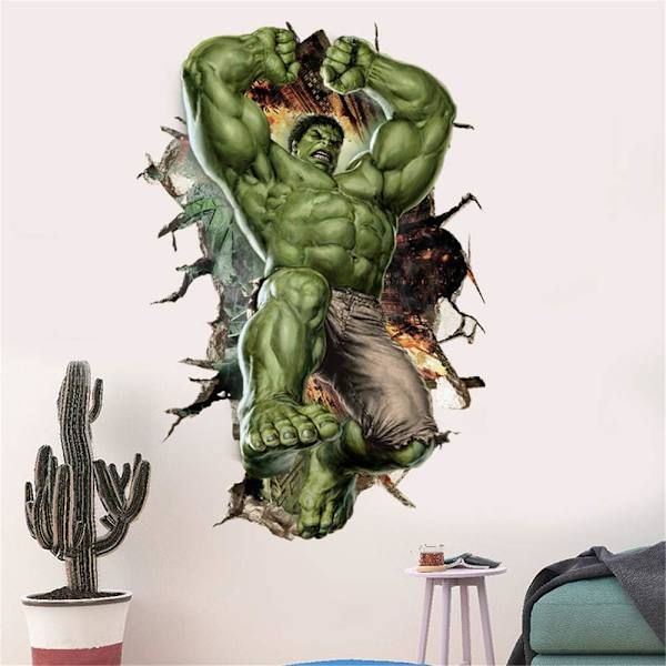 Superhjälte väggdekor Hulk väggdekor Utmärkt vinyl väggdekor för pojkar sovrum vardagsrum (storlek 35,4 x 23,6 tum)