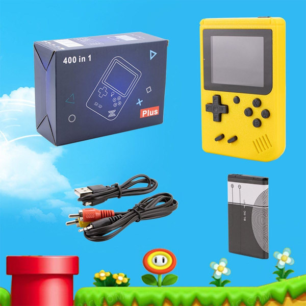Inbyggd 400 klassiska spel Retro videospelskonsol barngåva Gul