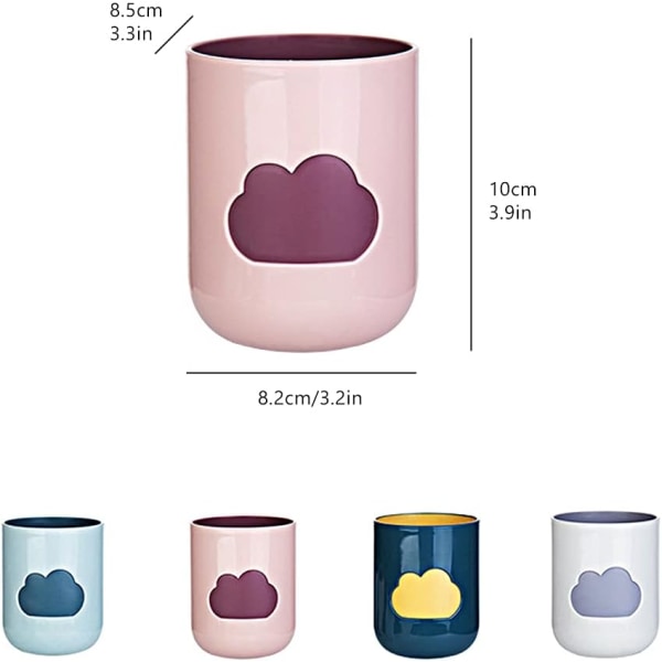 Plastglas, 4 delar Tandborsteglas Munvattenkopp Resor Munvattenkopp Molnmönsterdesign för picknick, utomhus- och hemmafester (4 färger)