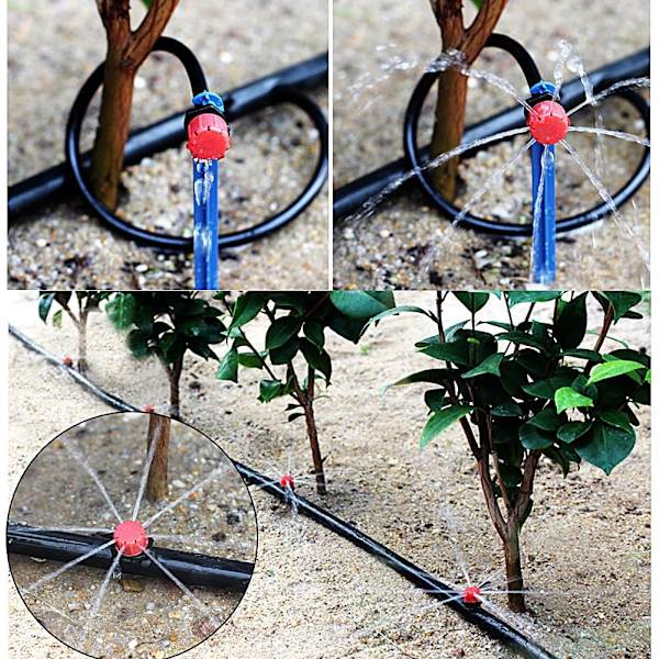 100 stk. Justerbar Vandingsdrypper Automatisk Vandingssystem Drypslange Mikro Sprinkler Emitter Dryppere til Plante Drivhus Have