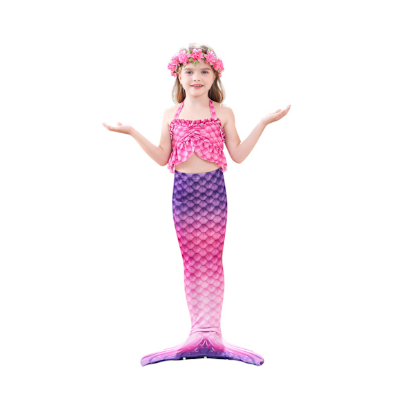 Girls Mermaid Tail Badkläder med set (lila)
