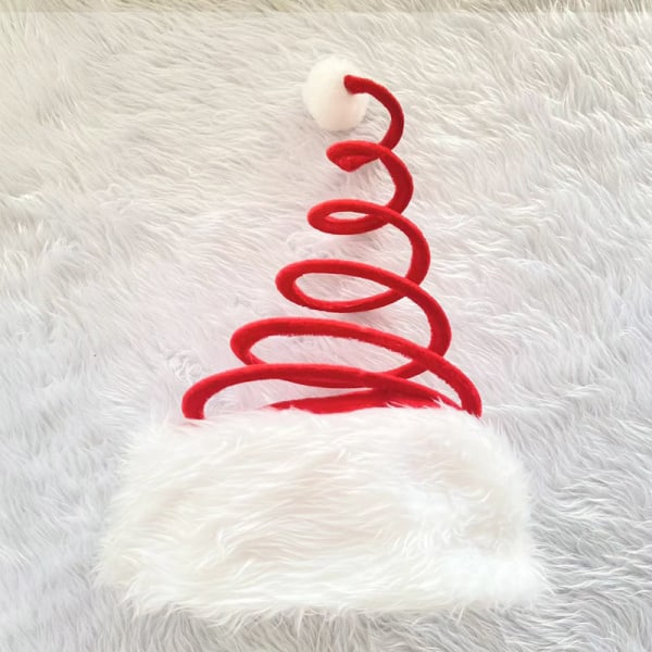 Rolig Swirl Christmas Hat för julfester och fester, röd/vit, 16" x 8"