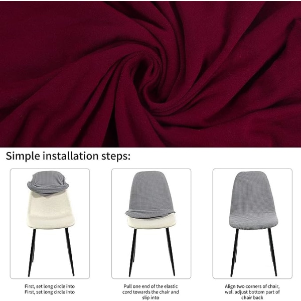 Set med 4 avtagbar tvättbar skandinavisk cover Shell Side Armless Cover för kök, matsal, sovrum, vardagsrums sidostol, röd