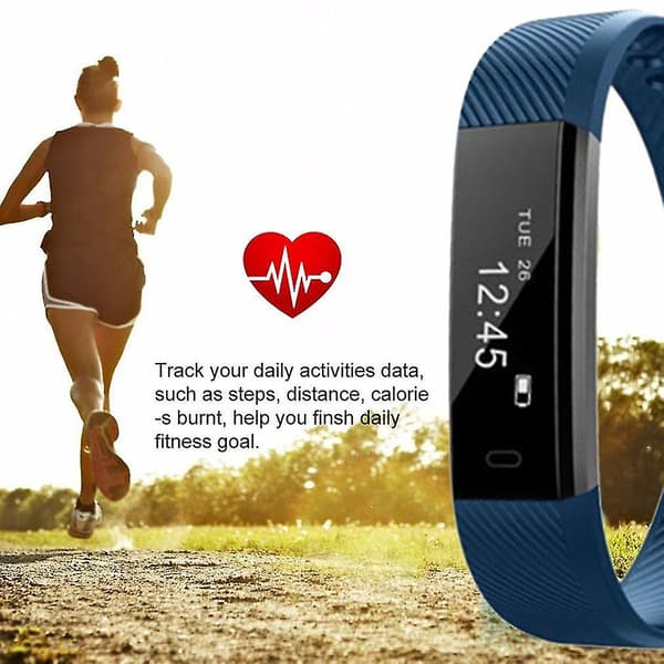 Bluetooth Smart Armbånd Pulsmåler Aktivitetsmåler Skritteller blå
