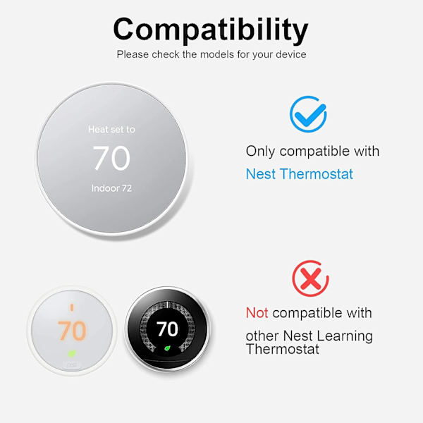Cover kompatibel med termostat, silikon-fingeravtrycksresistent Trimsats för fästemontering för Nest-termostat, kompletterande design Enkel inst.