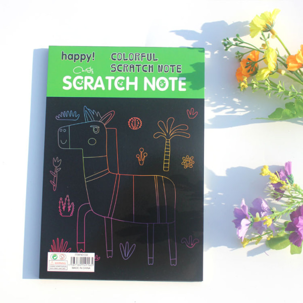 8 stycken barns scratch målarpapper bok reklampresent scratch målning färgglad scratch målarbok DIY manuell scratch målarbok