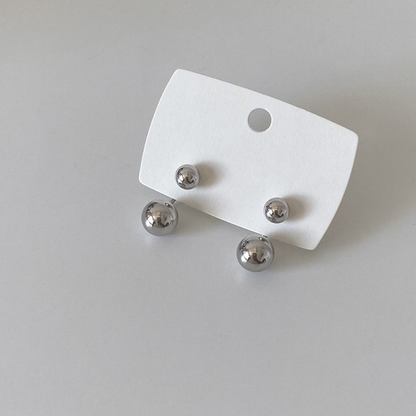 Enkla metall silver boll örhängen pärlstav yta dam örhängen silver pin örhängen