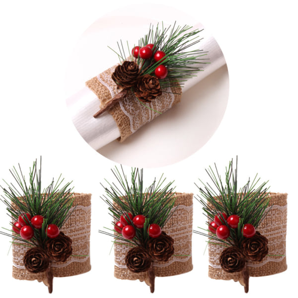 12 delar jul servettringar hållare tallkottar julstjärna pumpa trä  servettringar dekoration för jul Thanksgiving födelsedagsfest tillbehör  (kl. 273f | Fyndiq