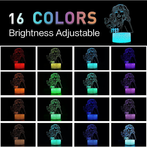 Taylor swift 3D Nattlampor Musik Party Supplies Fan Favorit Dekoration 16 färgskiftande Touch 3D Illusion swifties Bordslampor A