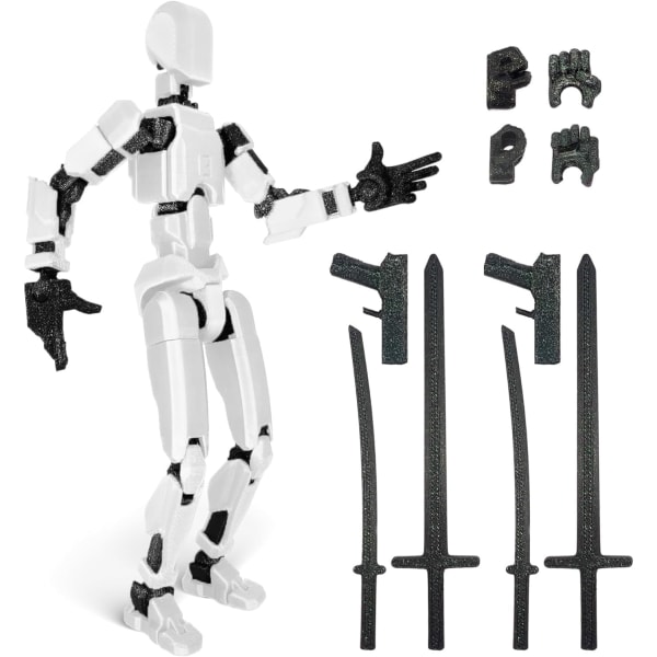 T13 Action Figure, Titan 13 Action Figure, Robot Action Figure, 3D Printed Action[HK] black+white