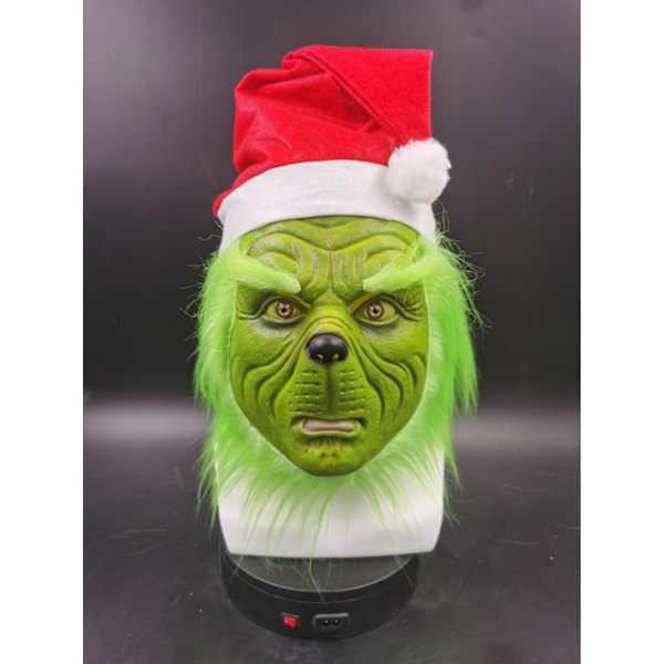 1 bit Grinch Latex Mask Head Cover Halloween Julmask Mo B