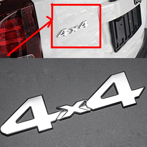 2 stk. Metall 4x4 Bil Bakluke Emblem Merke Dekal Klistremerker Skjerm SUV, Sølv