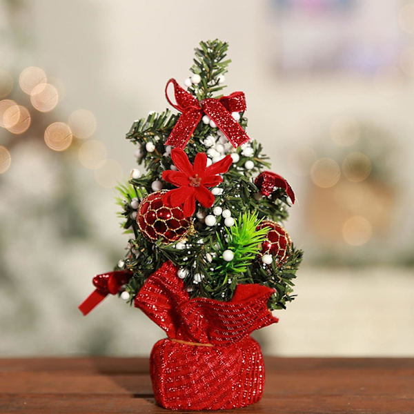 Mini julgran rosett scen layout Lätt rosett-knut falsk julgran juldekoration Röd
