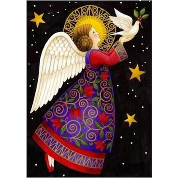 Gör-det-själv 5D kvadratisk diamond painting, Angel Peace Dove målning Diamantbroderi set, set för barn (konsthantverk) Canvas väggdekor Hemdekor 12x