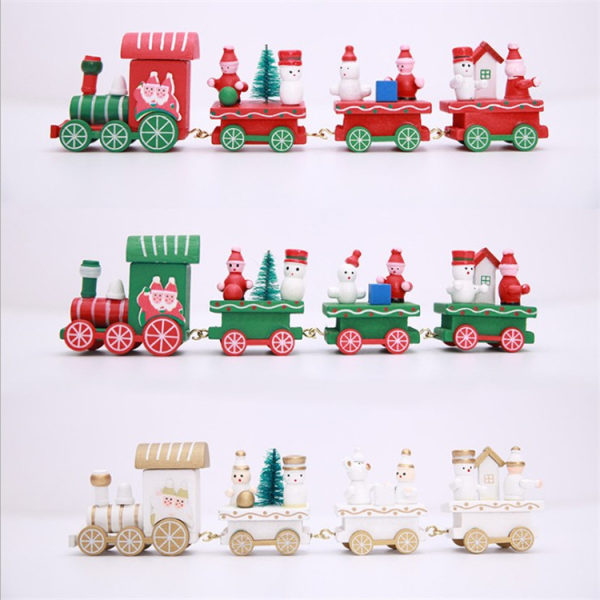 3 dekorationer de Noël petit train jouets en bois Noël 4 sektion petit train vacances cadeau d'anniversaire enfants