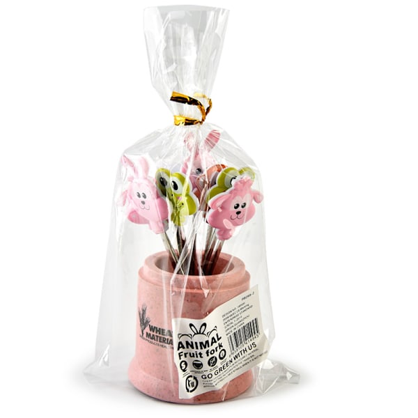 8 stk. 201 rustfrit stål frugtgaffel, frugt tandstød (pink)