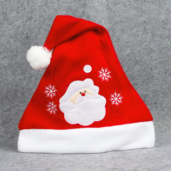 1 stk. broderet julehat i fløjl med tegneserie til voksne, eksklusiv julehat, julepynt, festlig festkjole (stil 1)
