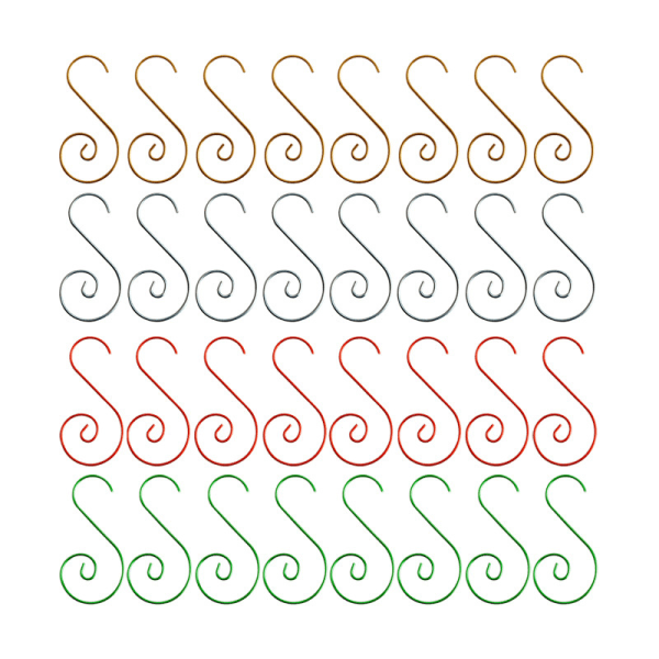 240 stycken julens S-formade dekorativa krokar – perfekta dekorativa krokar för julgransdekoration (4 färger)