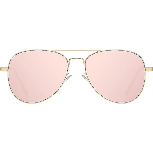 Aviator Solbriller Kvinner Menn Metall Pilot (Gull/Rosa)