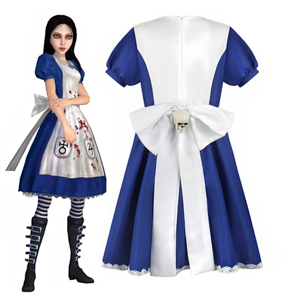 Anime Alice Princess -mekko, piikatytön esiliinamekko, Game Madness Returns Alice Cosplay -asu naisille ja tytöille Halloween-juhliin M