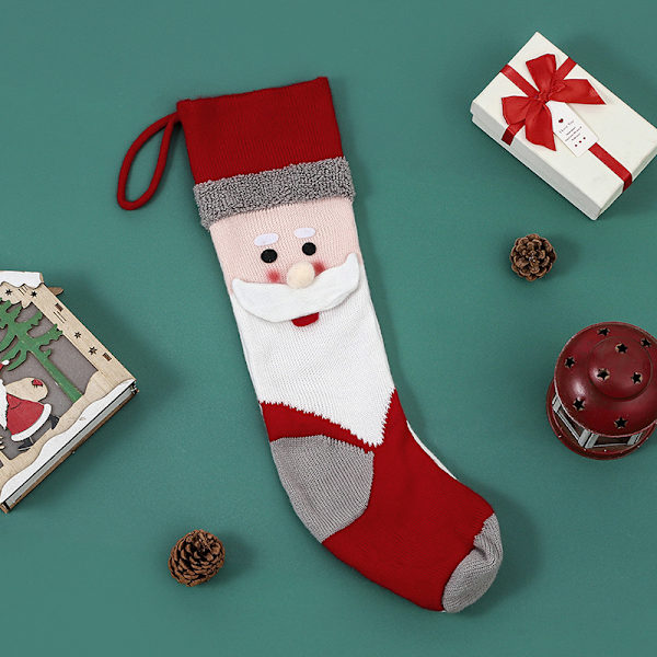 1 st Santa Claus modell Juldekorationer stickad ull berlock presentpåse Julstrumpa Julhänge stor presentpåse