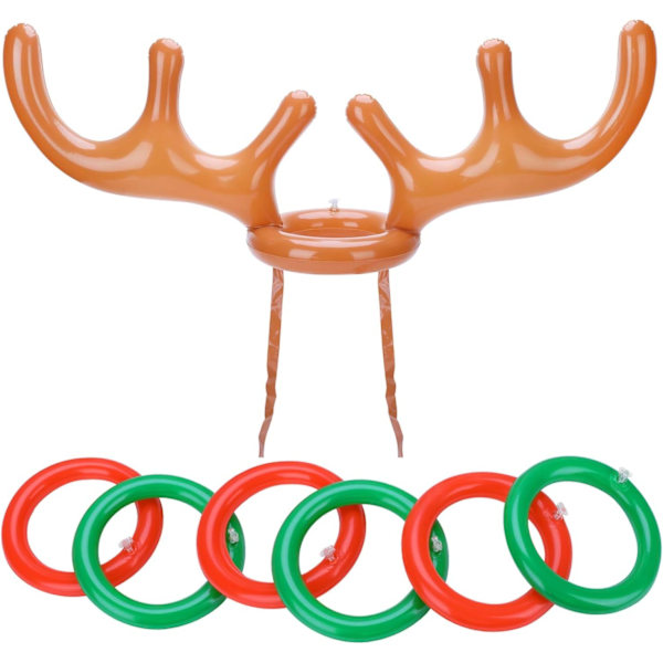 Julkalasspel Renringkastningsspel (2-pack), Uppblåsbart Renhornsringkastningsspel för barn för julfest Renspel Chr