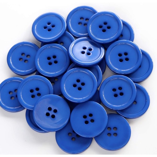 100 DIY-knappar Grossistknappar Färgglada godisfärgade barnknappar med tunn kant med fyra ögon (kungsblå)