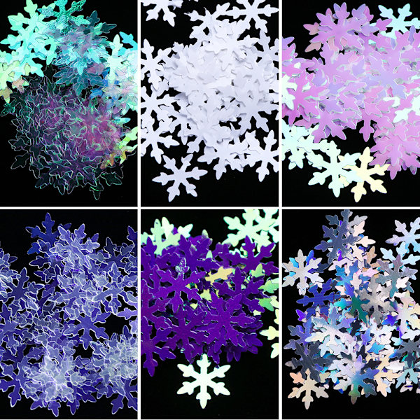 Holografiska Snöflingor Jul Nageldekorationer 3D Jul Nagelpaljetter Snöflinga Nagelpaljetter Stjärnpaljetter DIY Laser Manikyr Tillbehör fo