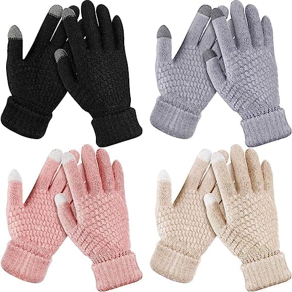4 par dame vinter touch screen handsker varm fleeceforet strik