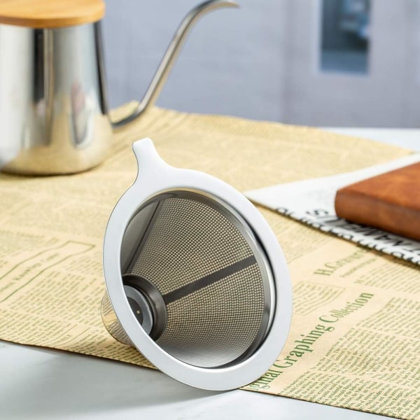 Uppgraderat pour-over-kaffefilter, kaffedroppare, papperslöst kaffefilter i rostfritt stål, kaffebryggare en till två koppar, Keeping Nature Coffee Fla