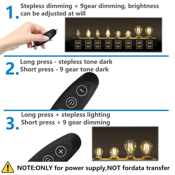 Sett med 5 USB-strømkabler med bare ender, USB-forlengelseskabel for USB-headset, USB-skrivebord, USB-vifte, LED-striper (2 m)