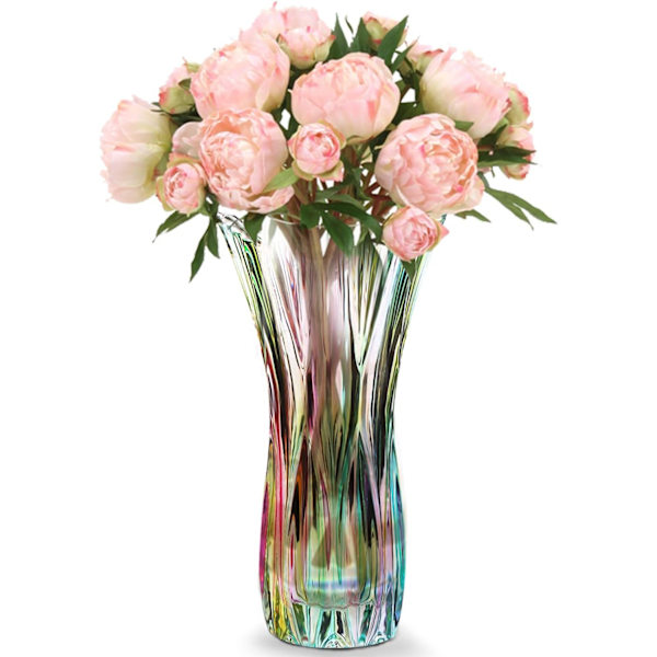 Stor Blomstervase 30 cm Fønikshaleform Fortykket Krystalglasvase til Boligindretning, Bryllup eller Gave